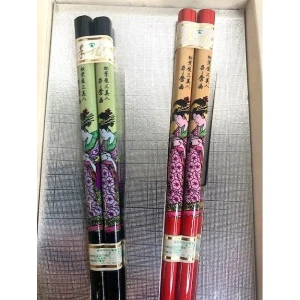 New Ukiyo-E Japanese Chopsticks & Holders‎ Gift Set in Box